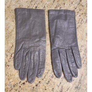 Vintage Size S 6.5 Gray Leather Lined 8" Gloves